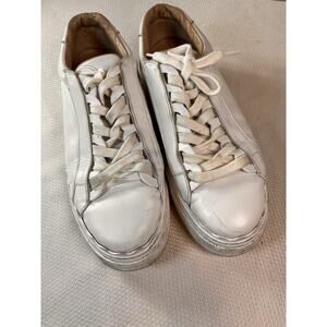 Chloé Scalloped White Lauren‎ Smooth Calfskin Lace Up Sneakers, EU 40, US 7